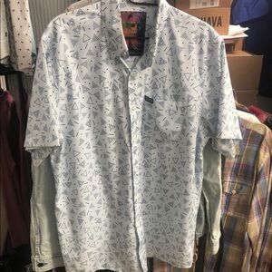DIXXON “Tainted Love” White and Blue Casual Button Down Shirt